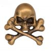 Antiqued Brass Skull Leather Mount for Cosplay or LARP Functional Accessory