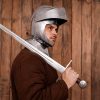 Renaissance Closed Helmet with Integrated Bevor Movable Visor 16 gauge
