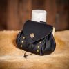 Medieval Leather Belt Pouch with Antique Brass Button