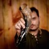 Medieval Viking Drinking Horn with Charred Specks Handcrafted Genuine Ox Horn