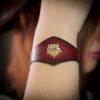 Handcrafted Leather Wrist Band with Tudor Rose Adornment