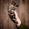 Drinking Horn with Charred Specks Handcrafted Genuine Ox Horn
