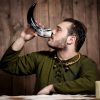 Engraved Rampant Lion Drinking Horn Handcrafted Genuine Ox Horn