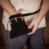 Medieval Drawstring Belt Pouch Crafted from Genuine Suede Leather