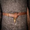 Gothic Leather Belt with Pure Solid Brass Buckle and Chape