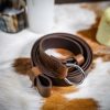 Leather Belt with Lustrous Steel Ring Genuine Leather Sword Hanging Belt