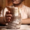 Medieval Viking Horn Tankard Beer Mug Handcrafted Genuine Ox Horn