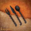 Hand Forged Medieval Cutlery Set Spoon, Fork and knife
