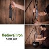 Medieval Hand Forged Iron Kettle Saw Functional Camp Gear