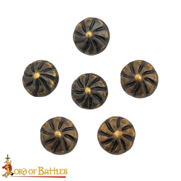 Classic Late Middle Age Antique Brass Fleur Buttons Apparel Accessory