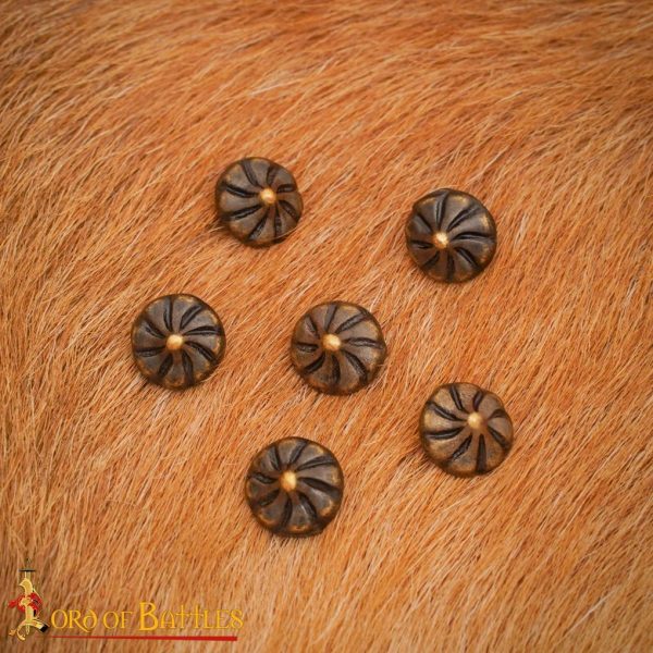Classic Late Middle Age Antique Brass Fleur Buttons Apparel Accessory