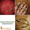 Intricate Penannular Antique Brass Brooch Functional Clothing Accessory