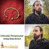 Intricate Penannular Antique Brass Brooch Functional Clothing Accessory