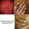 Intricate Penannular Antique Brass Brooch Functional Clothing Accessory