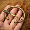 Intricate Penannular Antique Brass Brooch Functional Clothing Accessory