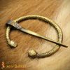 Intricate Penannular Antique Brass Brooch Functional Clothing Accessory
