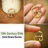 Late Medieval Small Pure Brass Belt Buckle Functional Set of 5