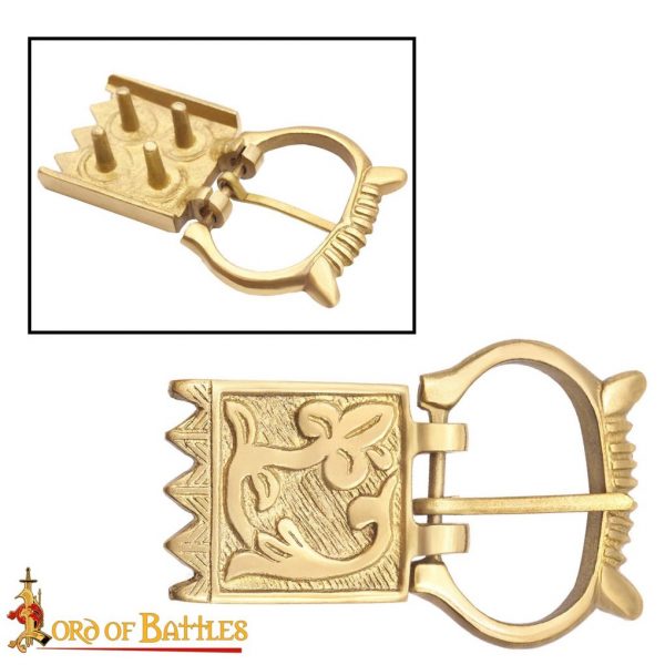 Late Medieval Floral Pure Solid Brass Buckle Belt Accessory