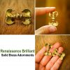 Renaissance Brilliant Brass Leather Mounts Pure Solid Brass Set of 5