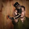 Drinking Horn with Charred Specks and Leather String Handcrafted Genuine Ox Horn