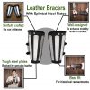 Genuine Leather Bracers With Splinted Metal Plates Arms Armor