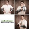 Genuine Leather Bracers With Splinted Metal Plates Arms Armor