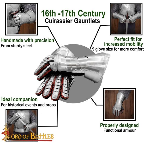 16th-17th century cuirassier Gauntlets 16 gauge