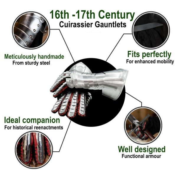 16th-17th century cuirassier Gauntlets 16 gauge