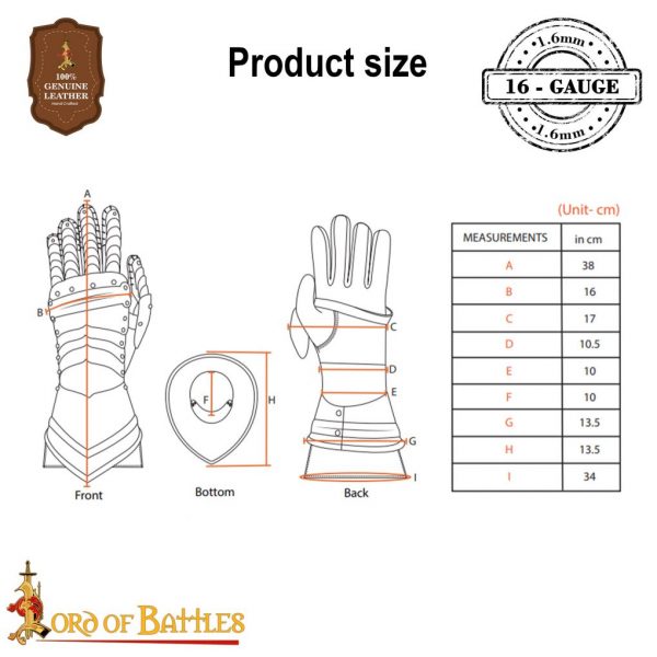 16th-17th century cuirassier Gauntlets 16 gauge