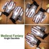 Medieval Fantasy Knight Gauntlets with Suede Leather Gloves