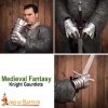 Medieval Fantasy Knight Gauntlets with Suede Leather Gloves