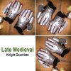 Medieval Fantasy Knight Gauntlets with Suede Leather Gloves