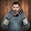 Late Medieval Chainmail Gauntlets Suede Gloves and Steel Plates