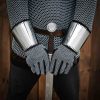 Late Medieval Chainmail Gauntlets Suede Gloves and Steel Plates