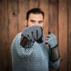Late Medieval Chainmail Gauntlets Suede Gloves and Steel Plates