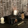 Antiqued Brass Skull Leather Mount for Cosplay or LARP Functional Accessory