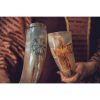 Medieval Viking Drinking Horn Genuine Ox Horn with Engraved Vegvisir
