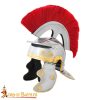 Roman Centurion Helmet with Red Transverse Crest Plume Brass Trim Steel Helmet for LARP, Costume, and Display 2214 3