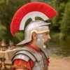 Roman Centurion Helmet with Red Transverse Crest Plume Brass Trim Steel Helmet for LARP, Costume, and Display 2214 4