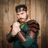 Warrior of the Realm Genuine Leather Bracers with Viking Valknut Symbol