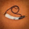 Medieval Viking Gun Powder Horn with Pure Brass Valve Handcrafted Genuine Ox Horn