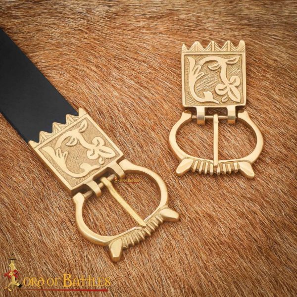 Late Medieval Floral Pure Solid Brass Buckle Belt Accessory