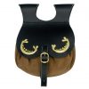 Medieval Leather Belt Pouch with Brass Decoration | Suede Leather Pouch with Buff Top Grain Leather Flap | Solid Brass Decoration and Buckle | Riveted Loops