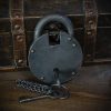 Ancient Dungeon Large Hand Forged Iron Padlock with Functional Paired Keys