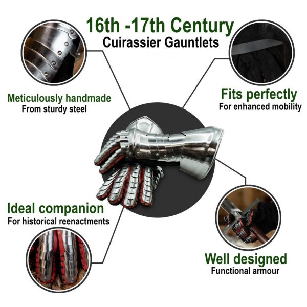 16th-17th century cuirassier Gauntlets 16 gauge