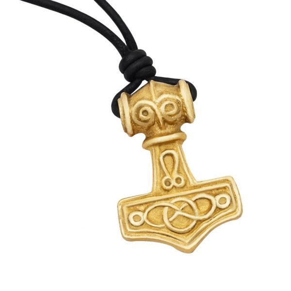 Mjolnir Hammer Pure Solid Brass Pendant Accessory with Genuine Leather Cord