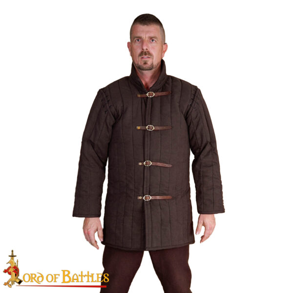Medieval Padded Gambeson (Type 1) with front Buckles – Perfect for LARP, Medieval Events, and Renfairs - Brown Finish - Image 6