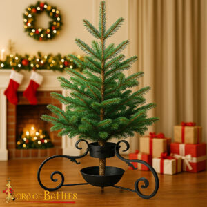 Hand-Forged 14th Century Wrought Iron Display Stand – Gothic Scrollwork with Oil-Black Finish