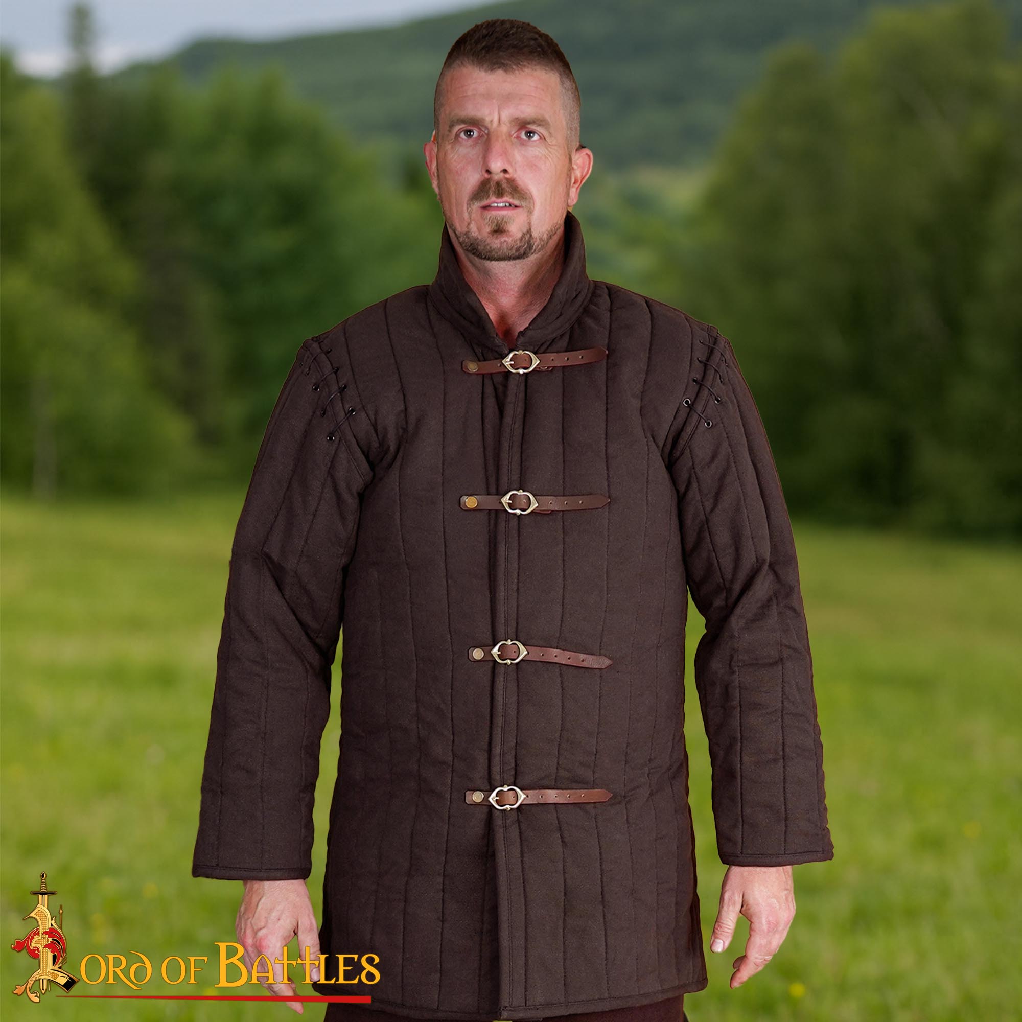 Medieval Triple-Layer Quilted Gambeson (Type 1) Convertible Sleeve Recycled Multi-Fibre Wadding-7101BR
