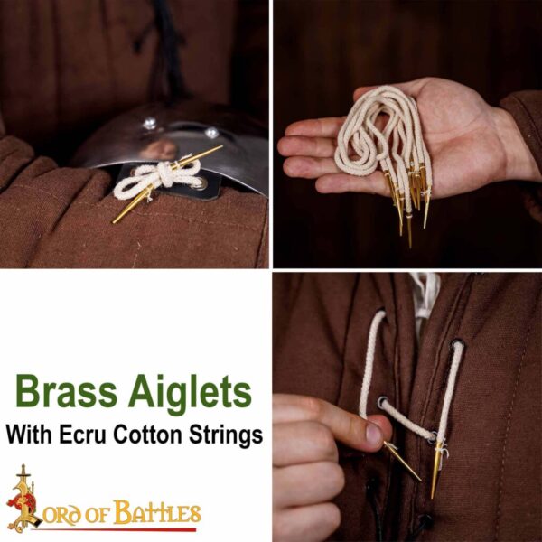 Pure Brass Aiglets with Ecru Cotton Strings - Image 7